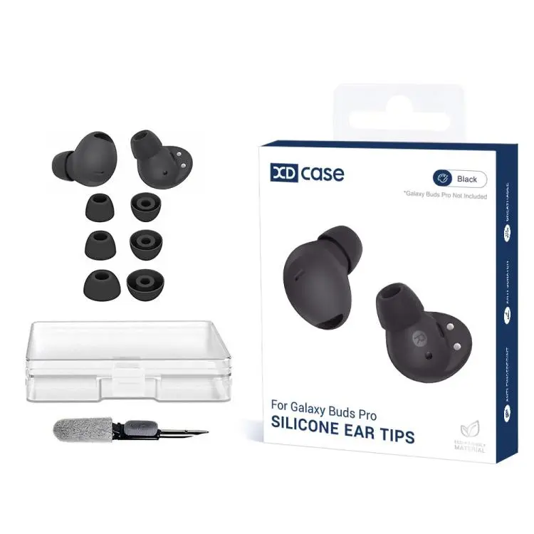 For Samsung Galaxy Buds2 Pro / Buds+ XDcase 3 Pairs Replacement Silicone Ear Tips Kit, S/M/L Size, Cleaning Brush Color Random(Black)