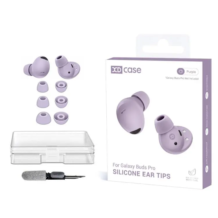 For Samsung Galaxy Buds2 Pro / Buds+ XDcase 3 Pairs Replacement Silicone Ear Tips Kit, S/M/L Size, Cleaning Brush Color Random(Purple)