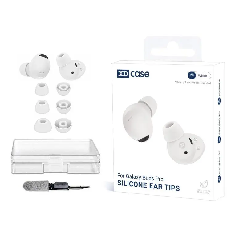 For Samsung Galaxy Buds2 Pro / Buds+ XDcase 3 Pairs Replacement Silicone Ear Tips Kit, S/M/L Size, Cleaning Brush Color Random(White)