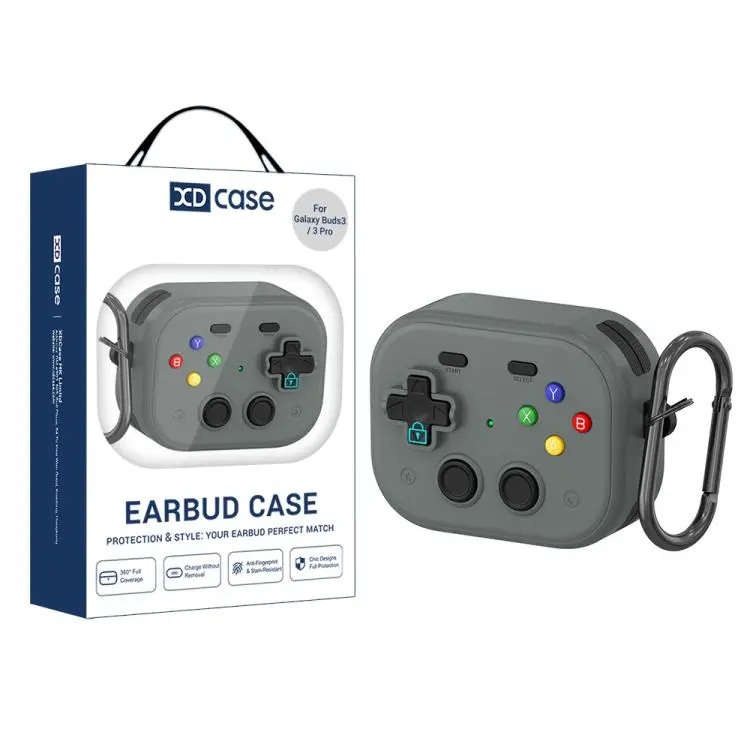 For Samsung Galaxy Buds3 / 3 Pro / 3 FE XDcase Retro Game Console Design Earbuds Protective Case(Grey)