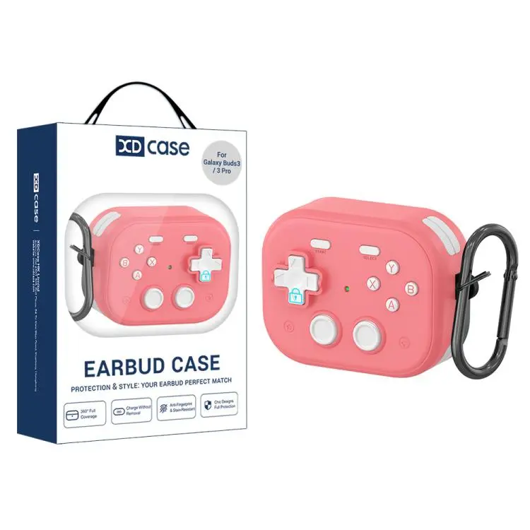 For Samsung Galaxy Buds3 / 3 Pro / 3 FE XDcase Retro Game Console Design Earbuds Protective Case(Pink)