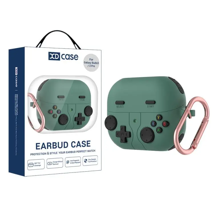 For Samsung Galaxy Buds3 / 3 Pro / 3 FE XDcase Retro Game Console Style Silicone Earbuds Case(Green)