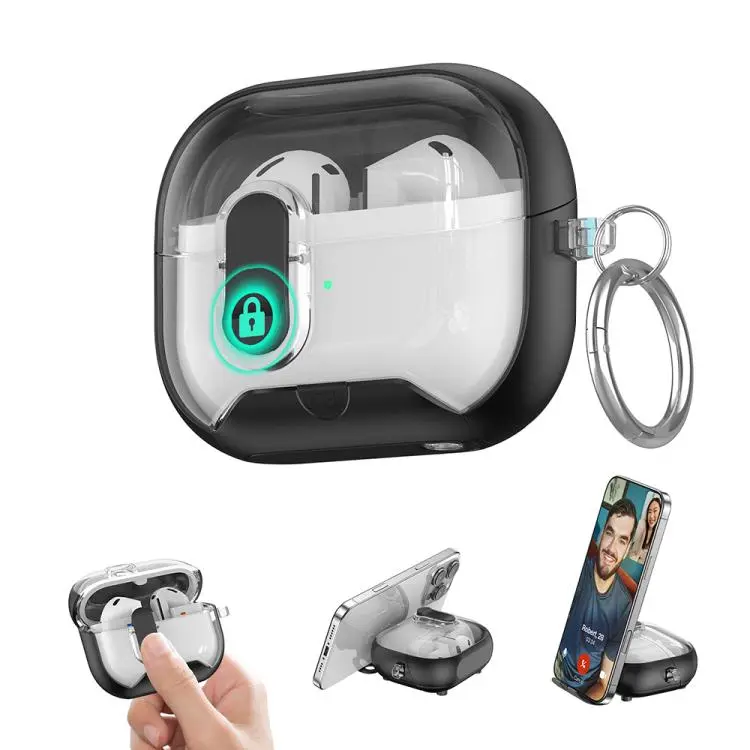 For Samsung Galaxy Buds3 / 3 Pro XDcase Starlink Series Magnetic Earphone Case with Holder & Security Lock(Black)