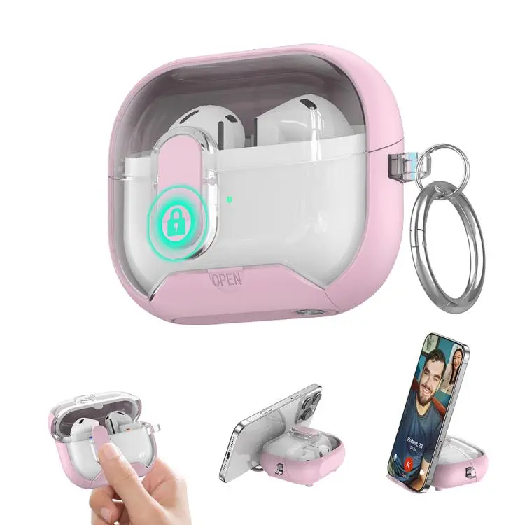 For Samsung Galaxy Buds3 / 3 Pro XDcase Starlink Series Magnetic Earphone Case with Holder & Security Lock(Pink)