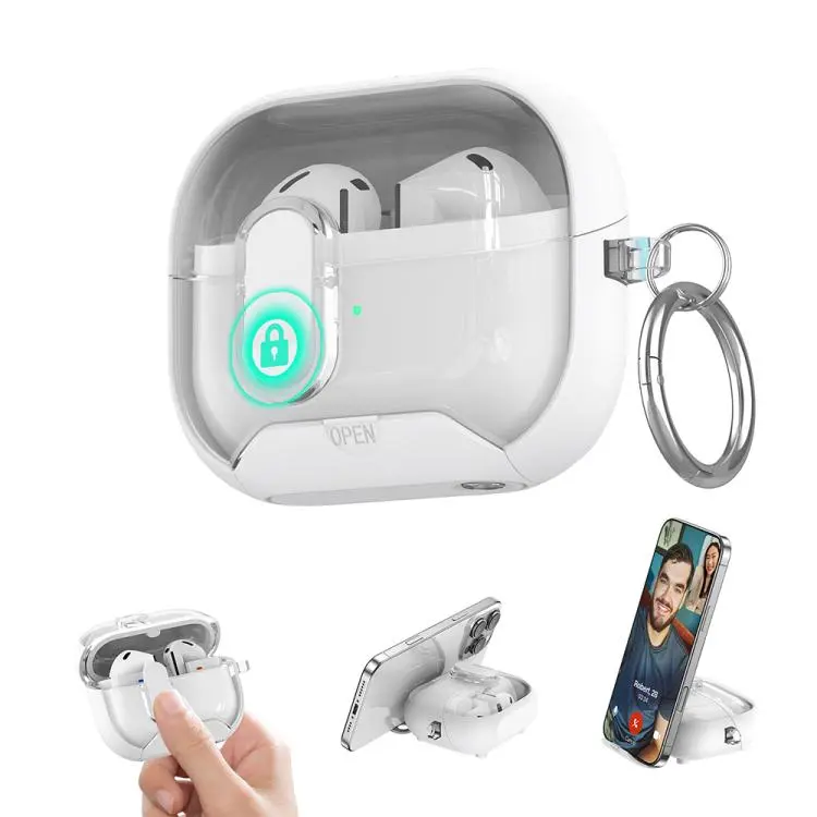 For Samsung Galaxy Buds3 / 3 Pro XDcase Starlink Series Magnetic Earphone Case with Holder & Security Lock(White)