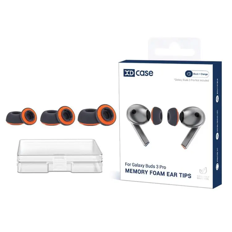 For Samsung Galaxy Buds3 Pro / 4 Pro XDcase 3 Pairs Replacement Silicone Sponge Ear Tips, S/M/L Size(Black Orange)