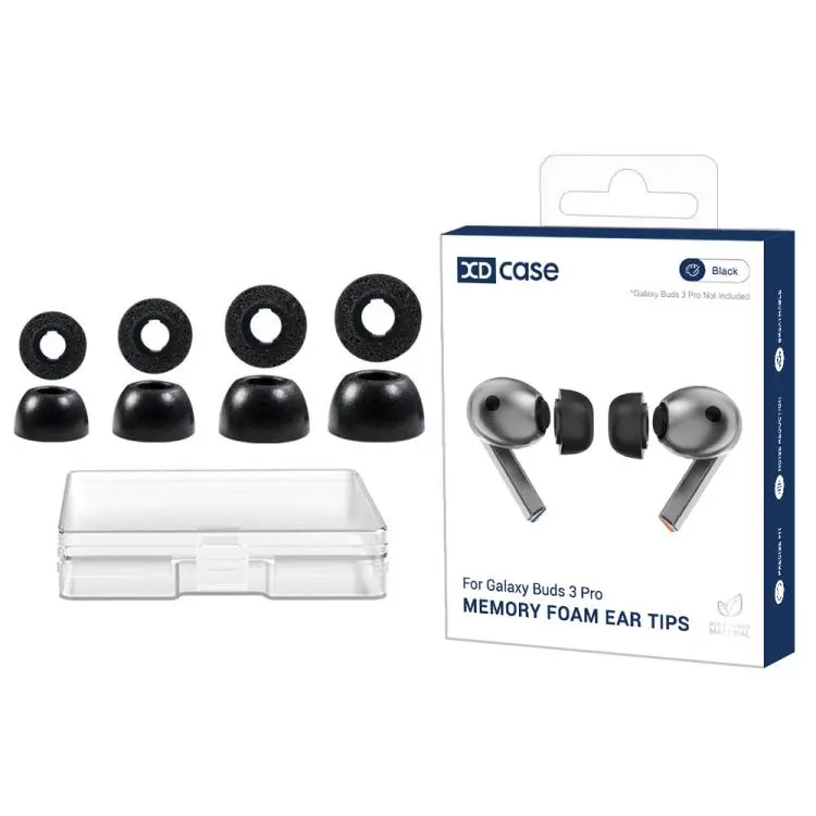 For Samsung Galaxy Buds3 Pro XDcase 4 Pairs Replacement Memory Foam Ear Tips, XS/S/M/L Size(Black)