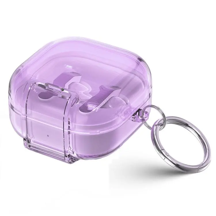 For Samsung Galaxy Buds4 / 4 Pro Starry Security Lock Earphone Case with Holder & Keyring(Purple)