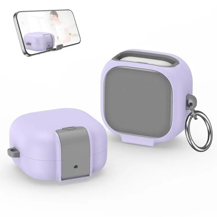 For Samsung Galaxy Buds4 / 4 Pro XDcase Armor Full-body Earphone Case with Hook & Security Lock(Purple)