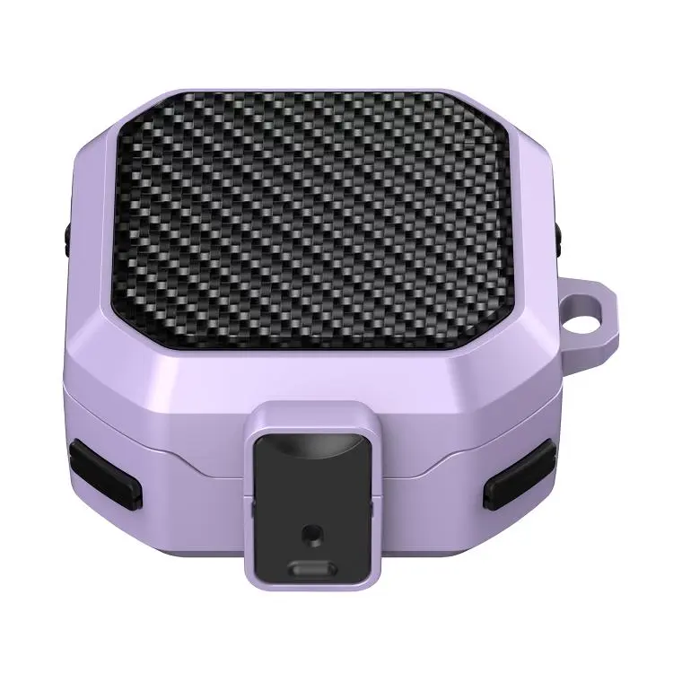 For Samsung Galaxy Buds4 / Buds4 Pro Carbon Fiber Texture Anti-fall Earphones Case with Switch(Black Purple)