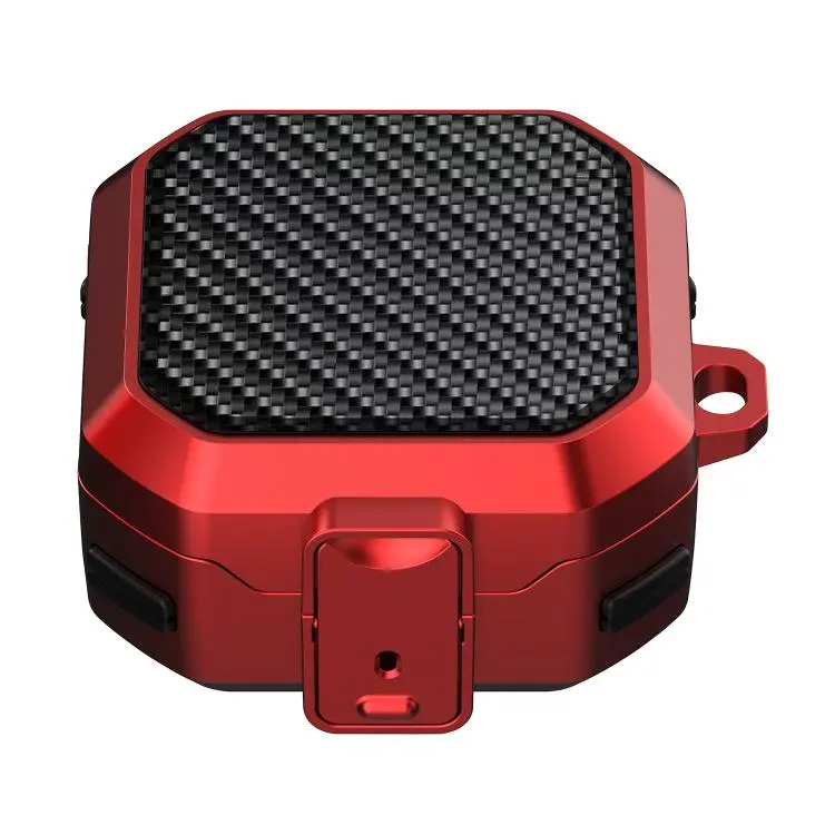 For Samsung Galaxy Buds4 / Buds4 Pro Carbon Fiber Texture Anti-fall Earphones Case with Switch(Black Red Red)