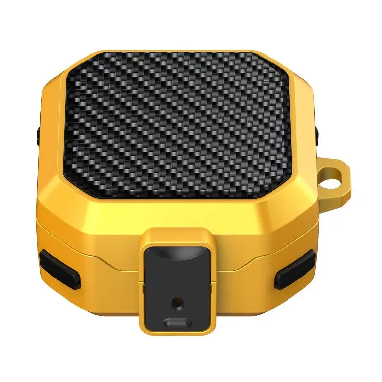 For Samsung Galaxy Buds4 / Buds4 Pro Carbon Fiber Texture Anti-fall Earphones Case with Switch(Black Yellow)