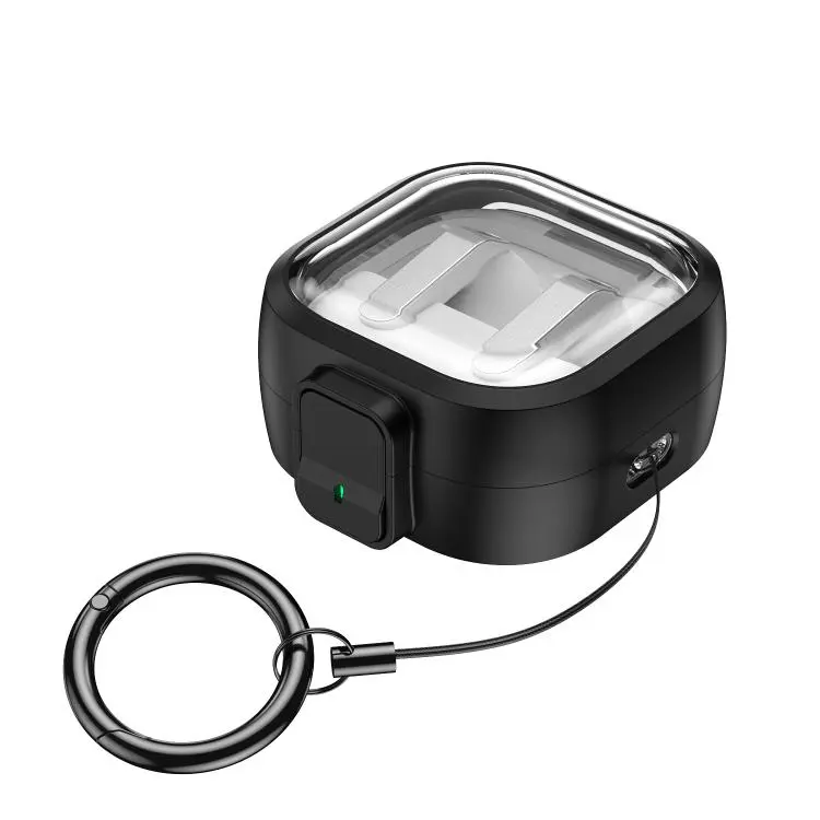 For Samsung Galaxy Buds4 / Buds4 Pro Clear Color Snap Closure PC Earphones Protective Case(Black)