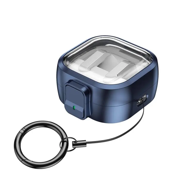 For Samsung Galaxy Buds4 / Buds4 Pro Clear Color Snap Closure PC Earphones Protective Case(Dark Blue)