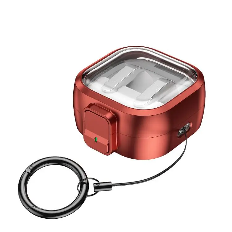 For Samsung Galaxy Buds4 / Buds4 Pro Clear Color Snap Closure PC Earphones Protective Case(Red)
