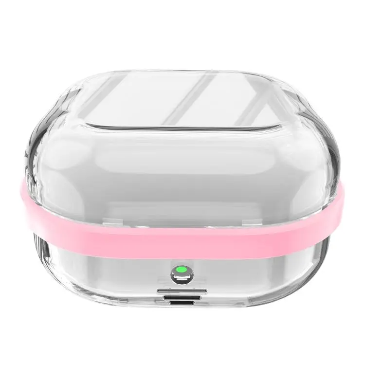 For Samsung Galaxy Buds4 / Buds4 Pro Moonlight Box High Transparency Shockproof Earphone Protective Case(Pink + Transparent)