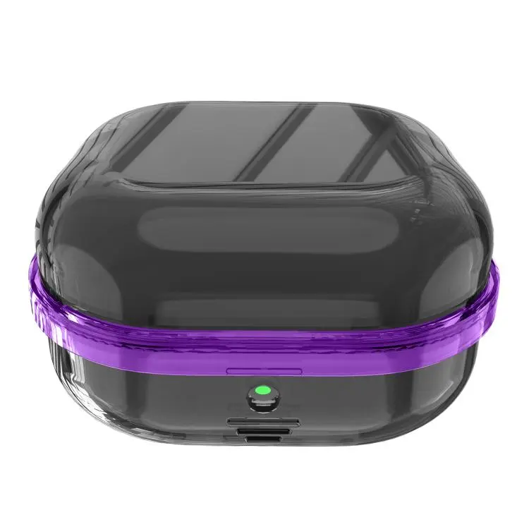 For Samsung Galaxy Buds4 / Buds4 Pro Moonlight Box High Transparency Shockproof Earphone Protective Case(Transparent Purple + Transparent Black)