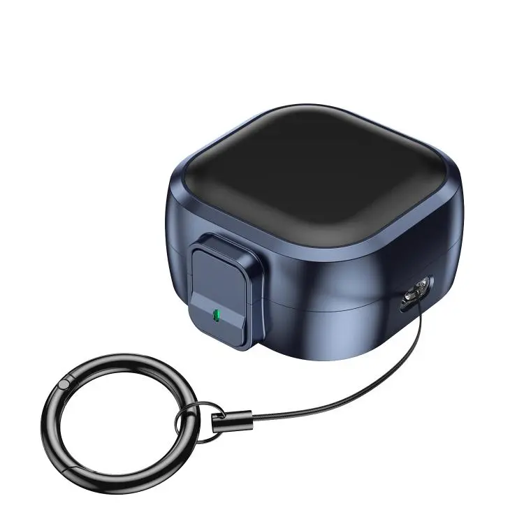For Samsung Galaxy Buds4 / Buds4 Pro Solid Color Snap Closure PC Earphones Protective Case(Black Dark Blue)