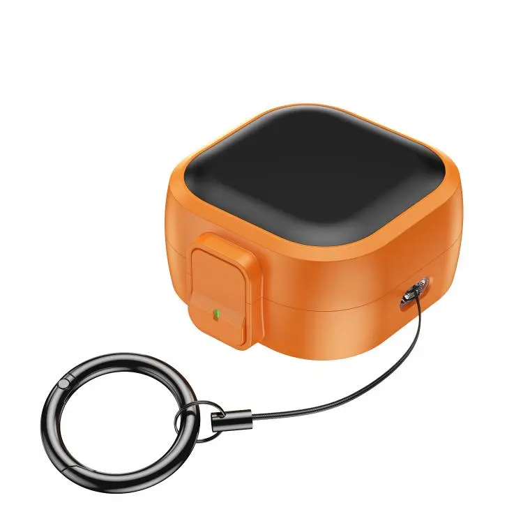 For Samsung Galaxy Buds4 / Buds4 Pro Solid Color Snap Closure PC Earphones Protective Case(Black Orange)