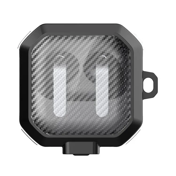 For Samsung Galaxy Buds4 / Buds4 Pro Thunder Armor Carbon Fiber Texture Transparent Earphones Case with Switch(Black)