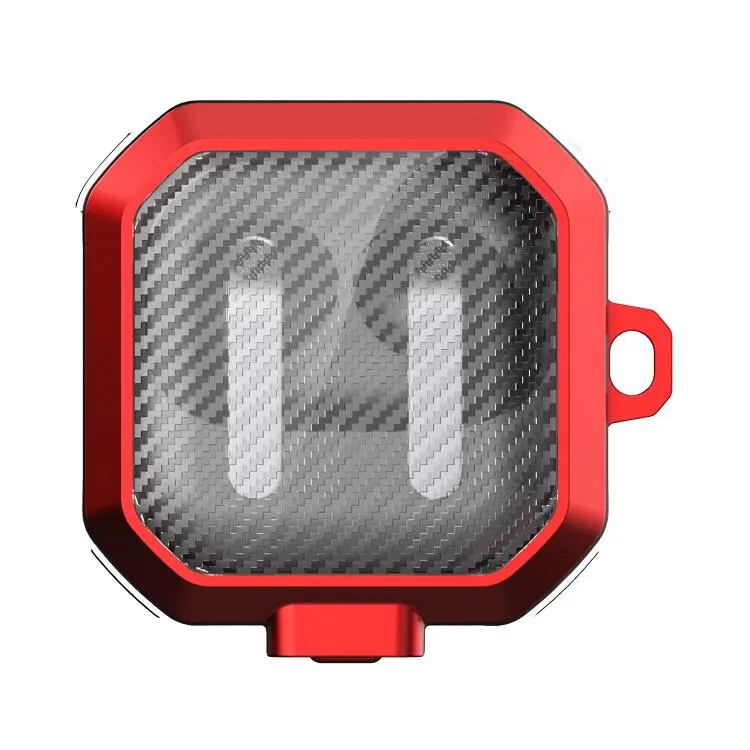 For Samsung Galaxy Buds4 / Buds4 Pro Thunder Armor Carbon Fiber Texture Transparent Earphones Case with Switch(Red)
