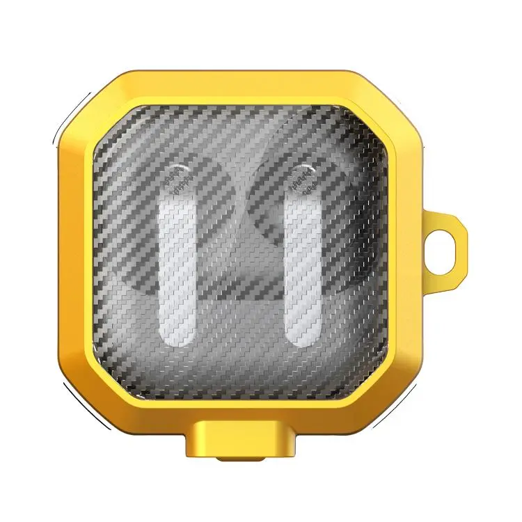 For Samsung Galaxy Buds4 / Buds4 Pro Thunder Armor Carbon Fiber Texture Transparent Earphones Case with Switch(Yellow)