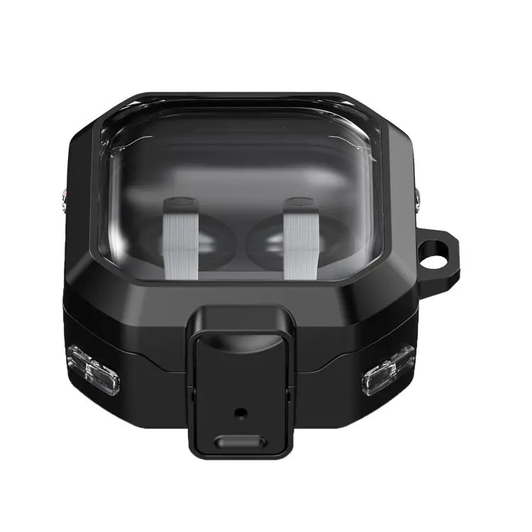 For Samsung Galaxy Buds4 / Buds4 Pro Thunder Armor Transparent Earphones Case with Switch(Black)
