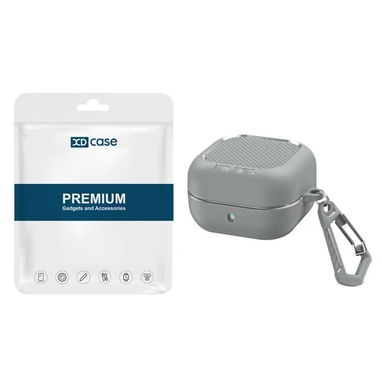 For Samsung Galaxy Buds4 / Buds4 Pro XDcase Fiber Texture Wireless Earphones Case with Carabiner(Grey)