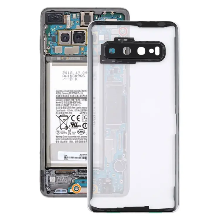 For Samsung Galaxy S10 G973F/DS G973U G973 SM-G973 Transparent Battery Back Cover with Camera Lens Frame (Transparent)