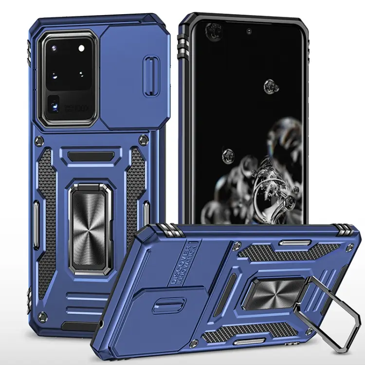For Samsung Galaxy S20 Ultra Armor PC + TPU Camera Shield Phone Case(Navy Blue)