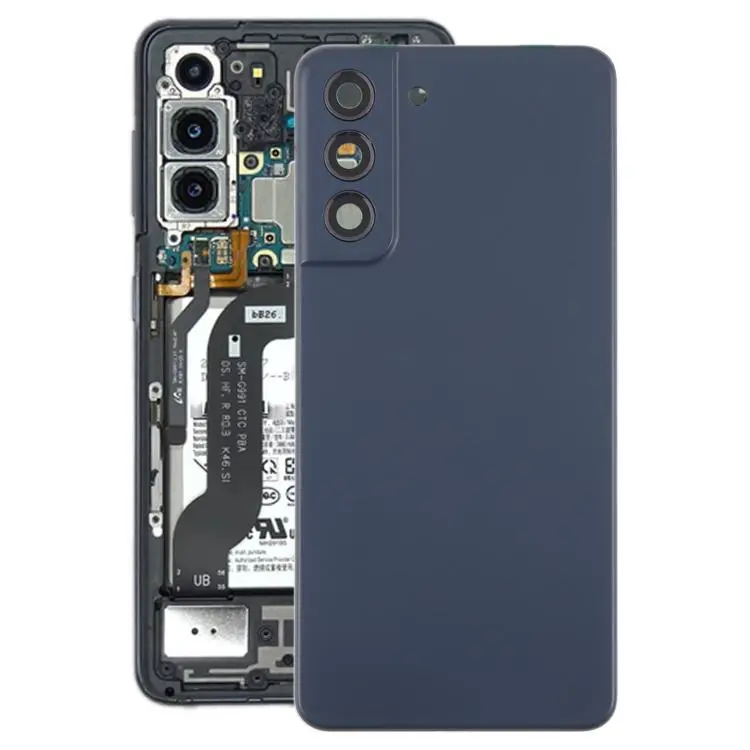 For Samsung Galaxy S21 FE SM-G990B Battery Back Cover with Camera Lens Frame(Blue)