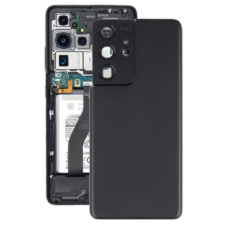 For Samsung Galaxy S21 Ultra 5G Battery Back Cover with Camera Lens Frame (Black)