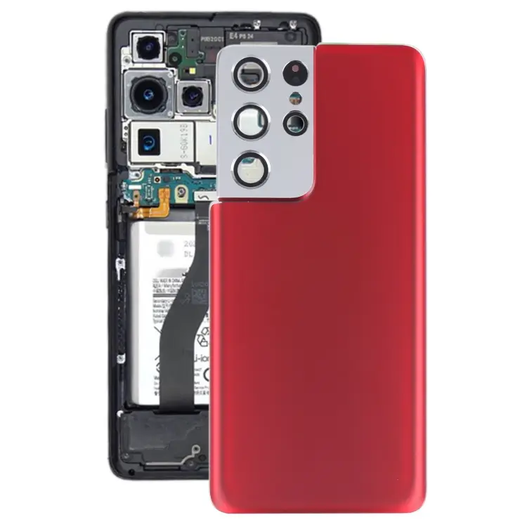 For Samsung Galaxy S21 Ultra 5G Battery Back Cover with Camera Lens Frame (Red)