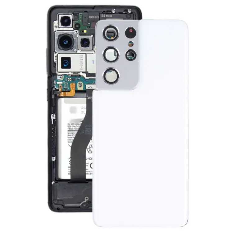 For Samsung Galaxy S21 Ultra 5G Battery Back Cover with Camera Lens Frame (White)