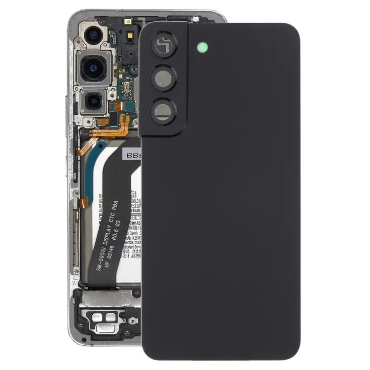 For Samsung Galaxy S22 5G SM-S901B Battery Back Cover with Camera Lens Frame (Black)