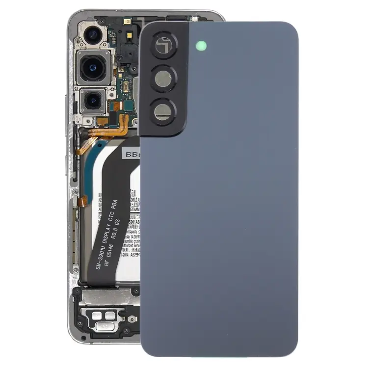 For Samsung Galaxy S22 5G SM-S901B Battery Back Cover with Camera Lens Frame (Blue)