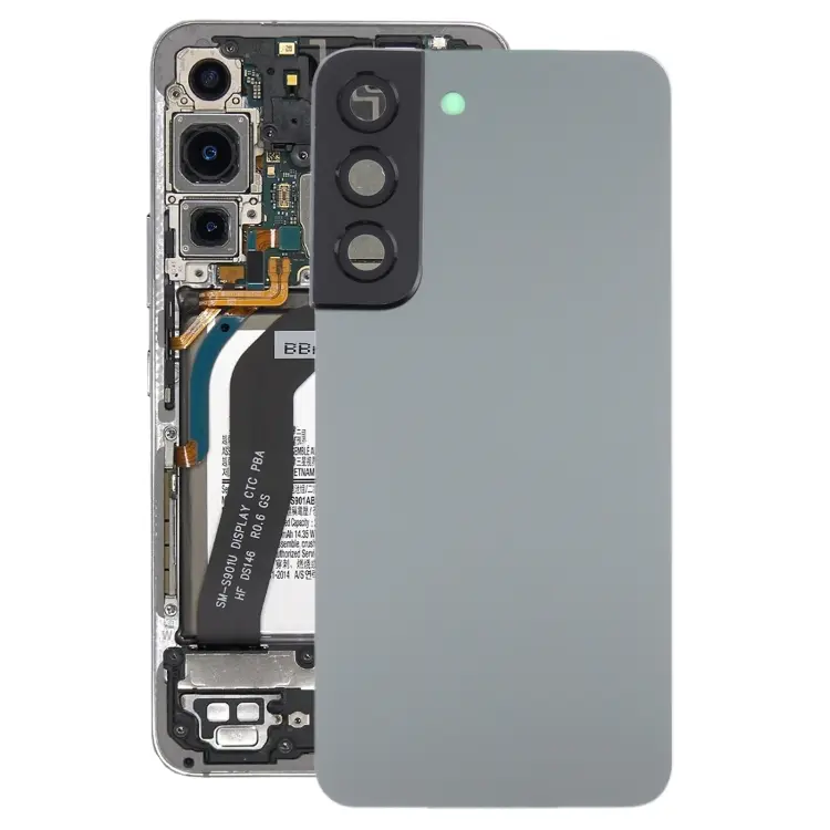 For Samsung Galaxy S22 5G SM-S901B Battery Back Cover with Camera Lens Frame (Grey)