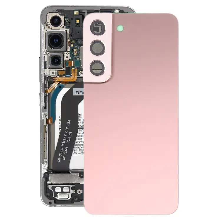 For Samsung Galaxy S22 5G SM-S901B Battery Back Cover with Camera Lens Frame (Pink)
