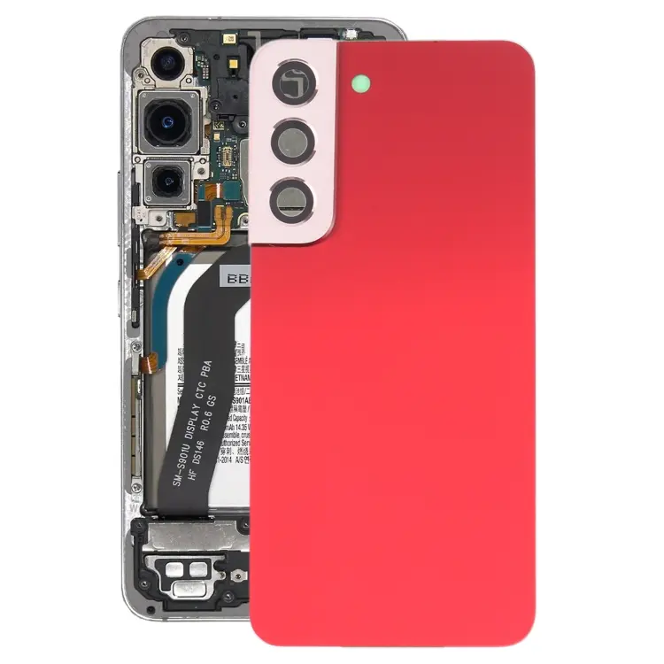 For Samsung Galaxy S22 5G SM-S901B Battery Back Cover with Camera Lens Frame (Red)