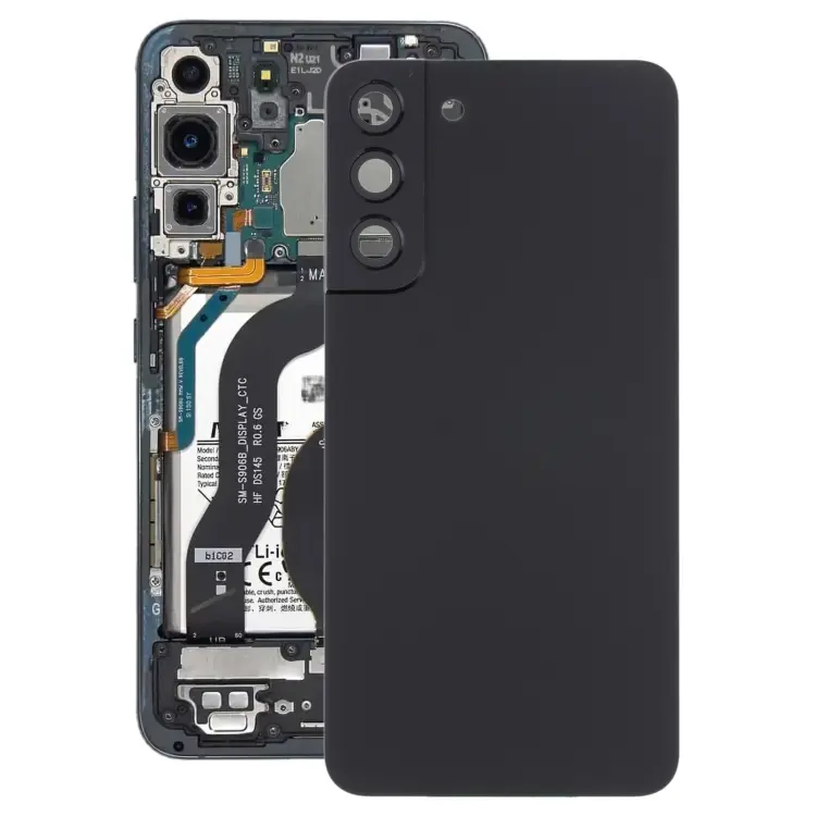 For Samsung Galaxy S22+ 5G SM-S906B Battery Back Cover with Camera Lens Frame (Black)