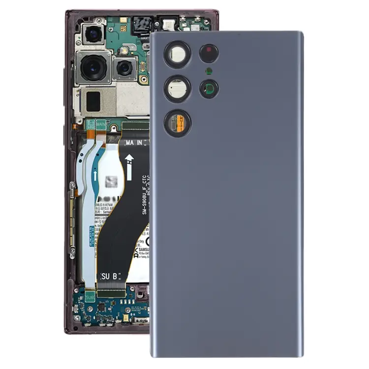 For Samsung Galaxy S22 Ultra 5G SM-S908B Battery Back Cover with Camera Lens Frame (Blue)