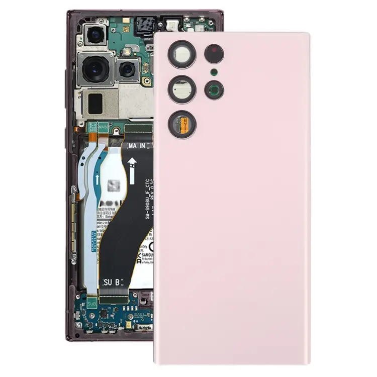 For Samsung Galaxy S22 Ultra 5G SM-S908B Battery Back Cover with Camera Lens Frame (Gold)