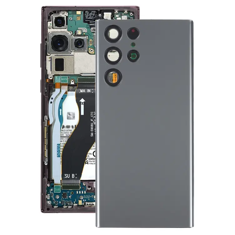For Samsung Galaxy S22 Ultra 5G SM-S908B Battery Back Cover with Camera Lens Frame (Grey)