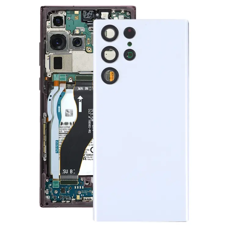 For Samsung Galaxy S22 Ultra 5G SM-S908B Battery Back Cover with Camera Lens Frame (White)