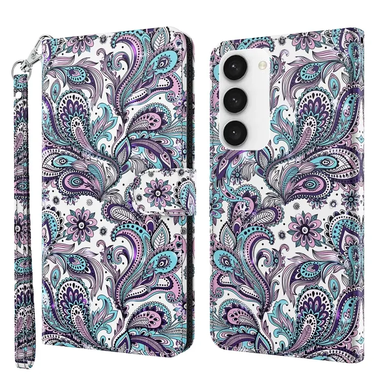 For Samsung Galaxy S23 5G 3D Painting Pattern TPU + PU Phone Case(Swirl Pattern)