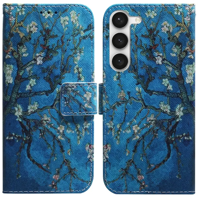 For Samsung Galaxy S23 5G Coloured Drawing Flip Leather Phone Case(Apricot)