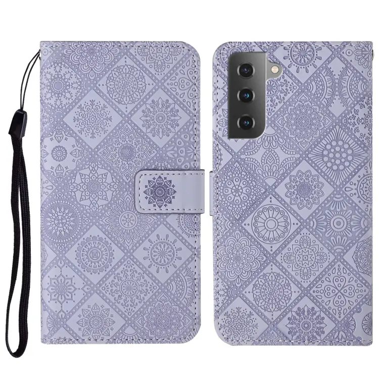 For Samsung Galaxy S23+ 5G Ethnic Style Embossed Pattern Leather Phone Case(Purple)