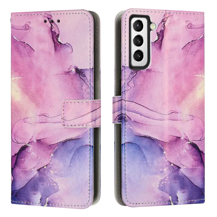For Samsung Galaxy S23+ 5G Painted Marble Pattern Leather Phone Case(Purple)