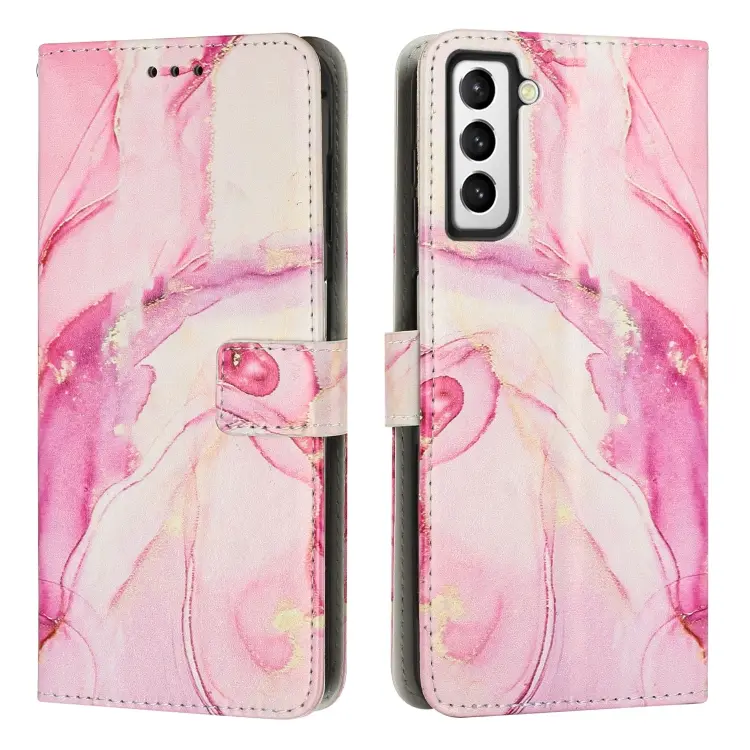 For Samsung Galaxy S23+ 5G Painted Marble Pattern Leather Phone Case(Rose Gold)