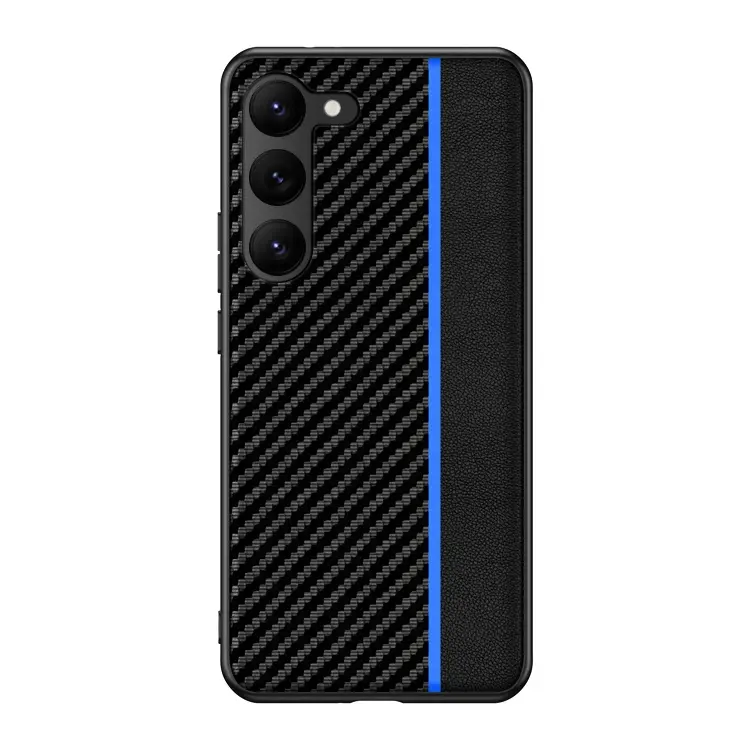 For Samsung Galaxy S23+ 5G Ultra-thin Carbon Fiber Texture Splicing Phone Case(Blue)